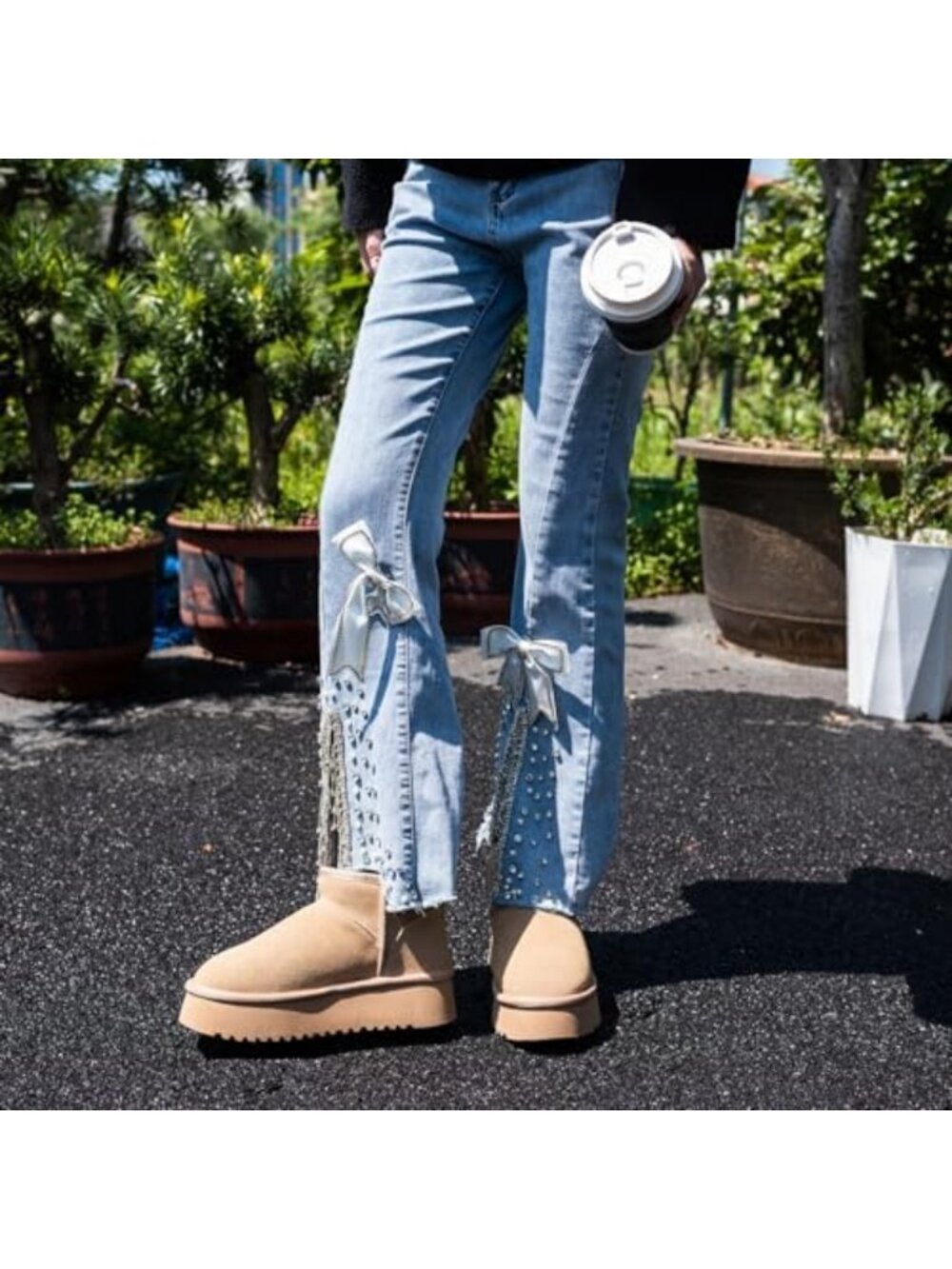 Cozy Mini Platform Ankle Boots for Women, Suede Winter Booties with Anti-Slip - Picture 3 of 6